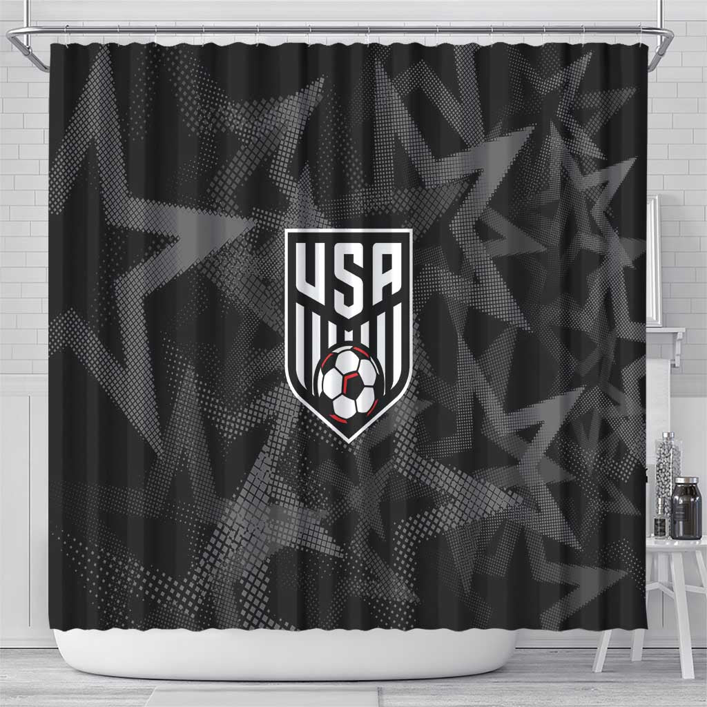 Soccer 2026 USA Shower Curtain Black Stars Version