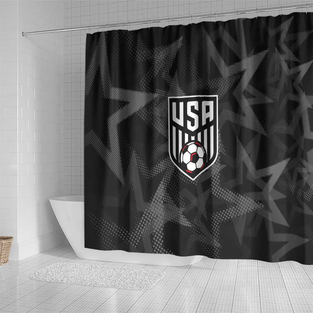 Soccer 2026 USA Shower Curtain Black Stars Version
