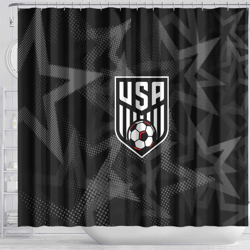 Soccer 2026 USA Shower Curtain Black Stars Version