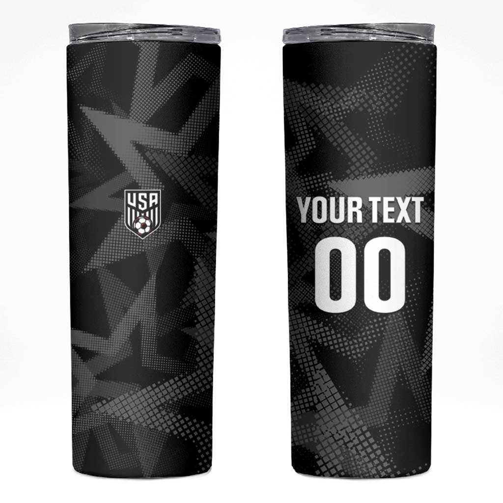 Custom Soccer 2026 USA Skinny Tumbler Black Stars Version