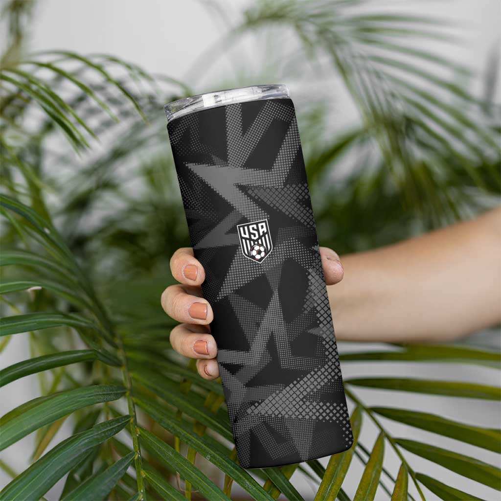 Custom Soccer 2026 USA Skinny Tumbler Black Stars Version
