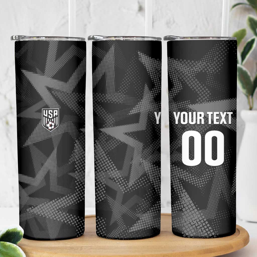 Custom Soccer 2026 USA Skinny Tumbler Black Stars Version