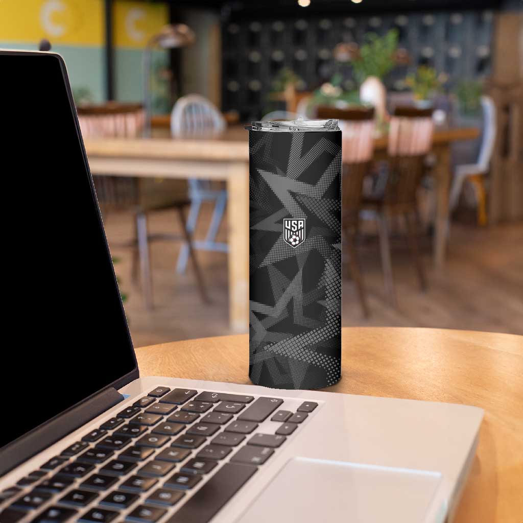 Custom Soccer 2026 USA Skinny Tumbler Black Stars Version