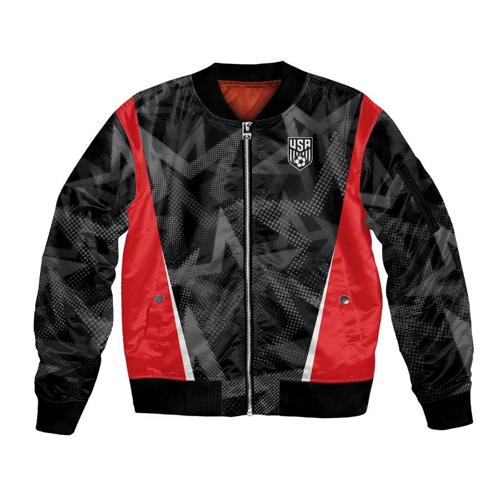 Custom Soccer 2026 USA Sleeve Zip Bomber Jacket Black Stars Version