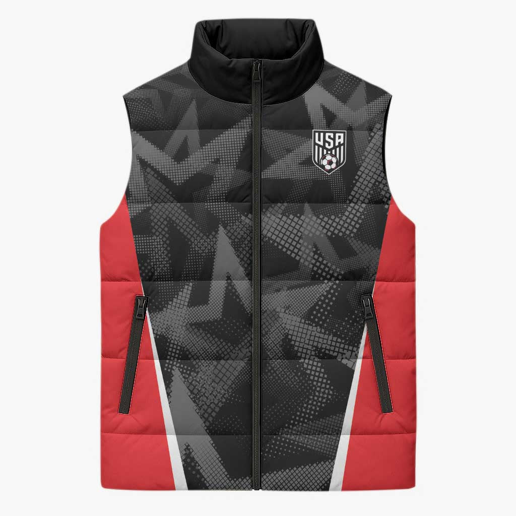Custom Soccer 2026 USA Sleeveless Puffer Jacket Black Stars Version