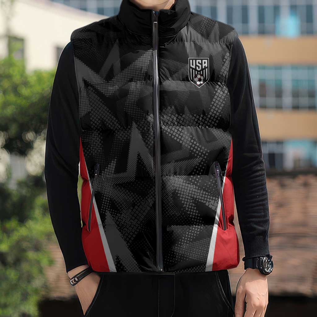 Custom Soccer 2026 USA Sleeveless Puffer Jacket Black Stars Version