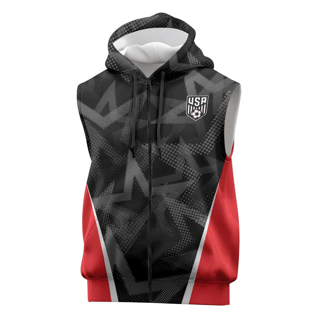 Custom Soccer 2026 USA Sleeveless Zip Hoodie Black Stars Version