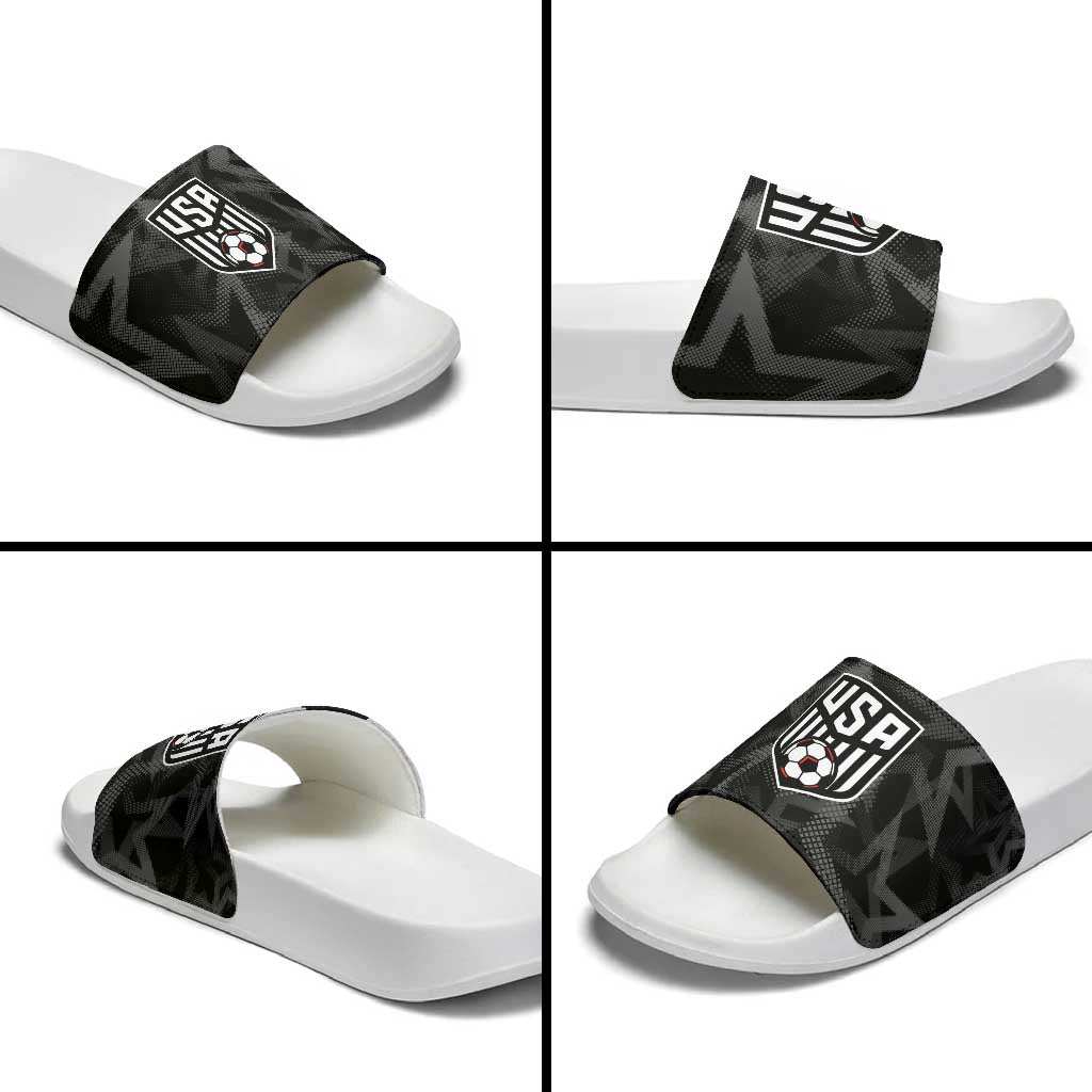 Soccer 2026 USA Slide Sandals Black Stars Version