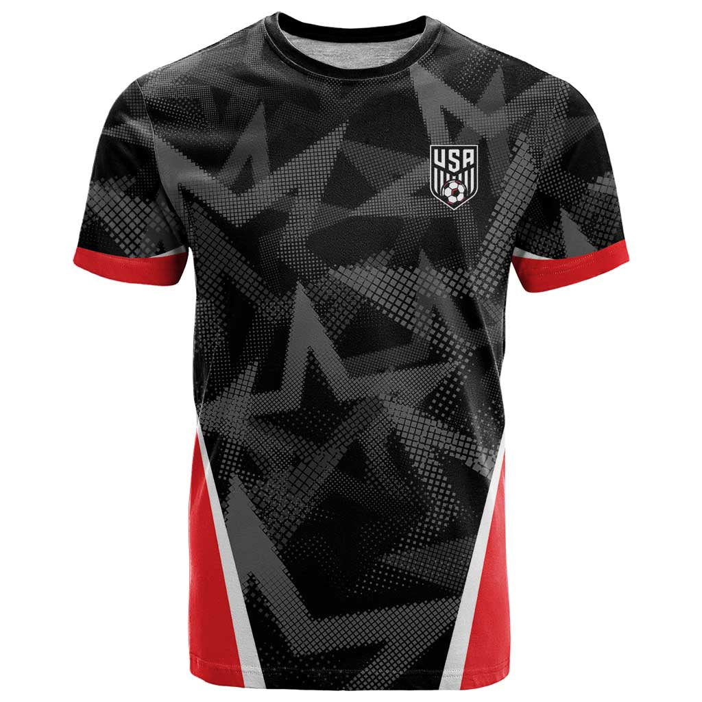 Custom Soccer 2026 USA T Shirt Black Stars Version
