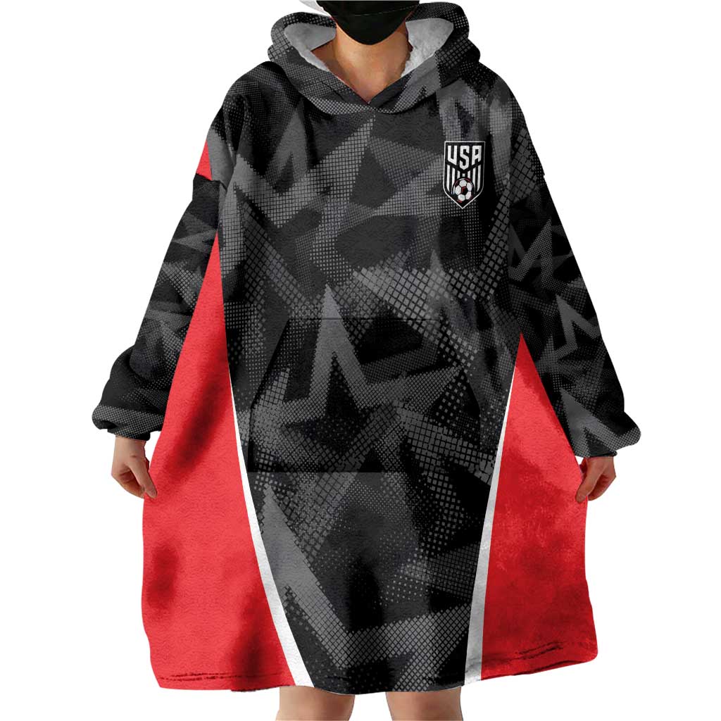 Custom Soccer 2026 USA Wearable Blanket Hoodie Black Stars Version