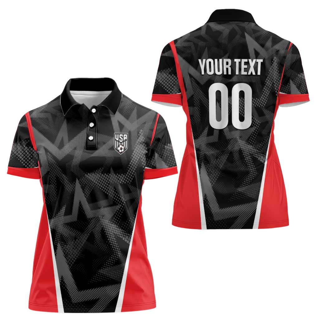 Custom Soccer 2026 USA Women Polo Shirt Black Stars Version