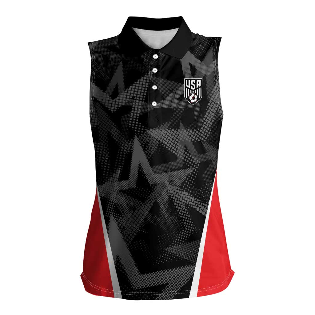 Custom Soccer 2026 USA Women Sleeveless Polo Shirt Black Stars Version
