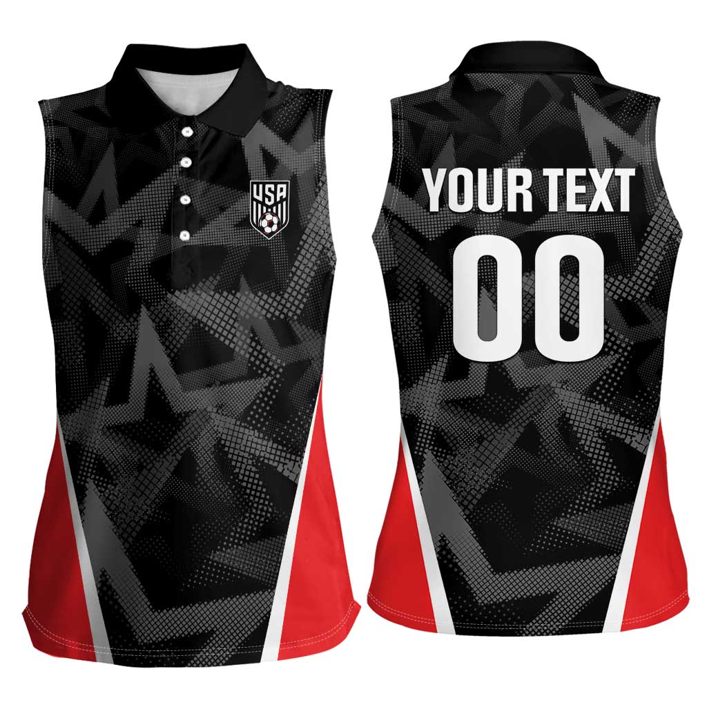 Custom Soccer 2026 USA Women Sleeveless Polo Shirt Black Stars Version