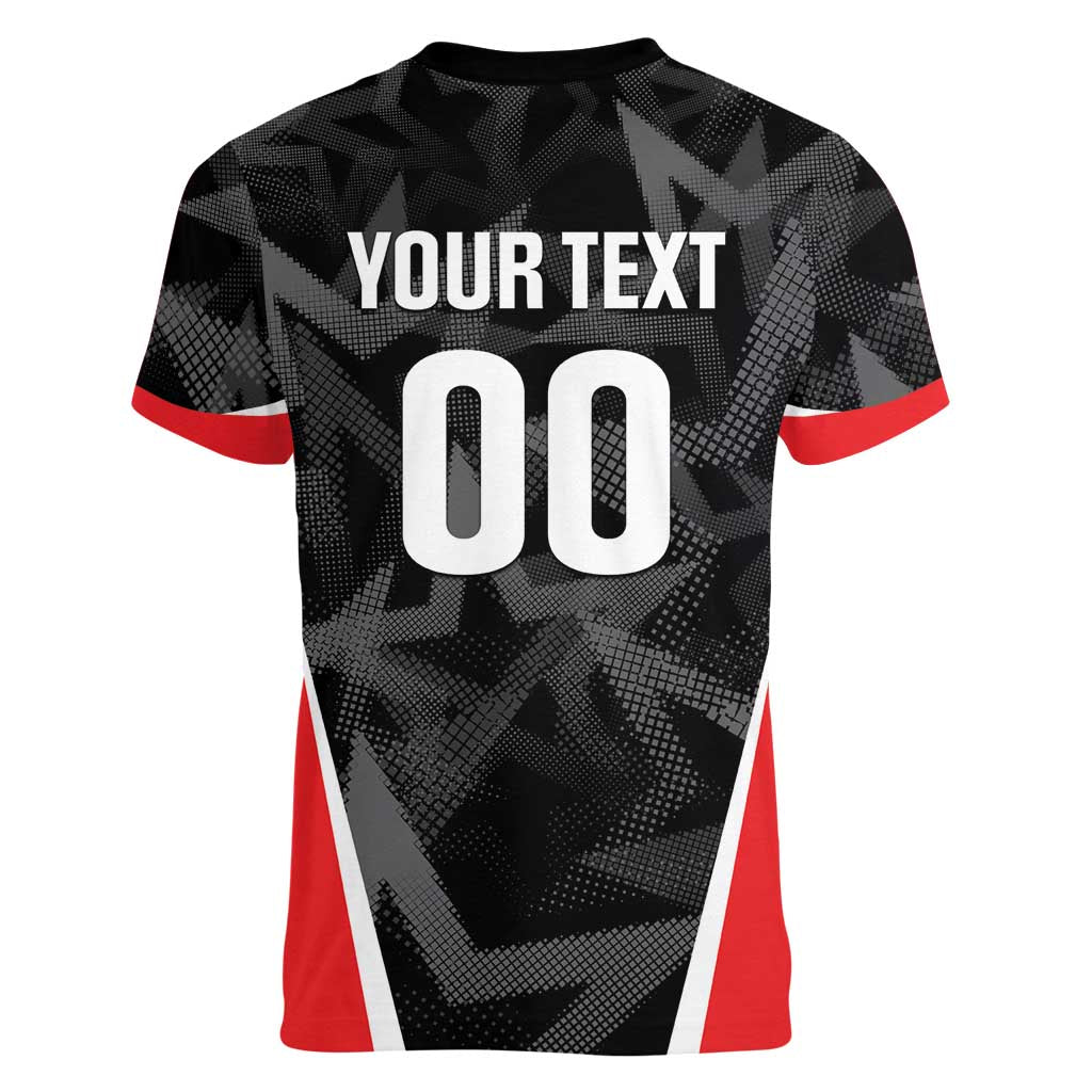 Custom Soccer 2026 USA Women V-Neck T-Shirt Black Stars Version