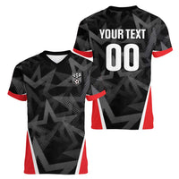 Custom Soccer 2026 USA Women V-Neck T-Shirt Black Stars Version