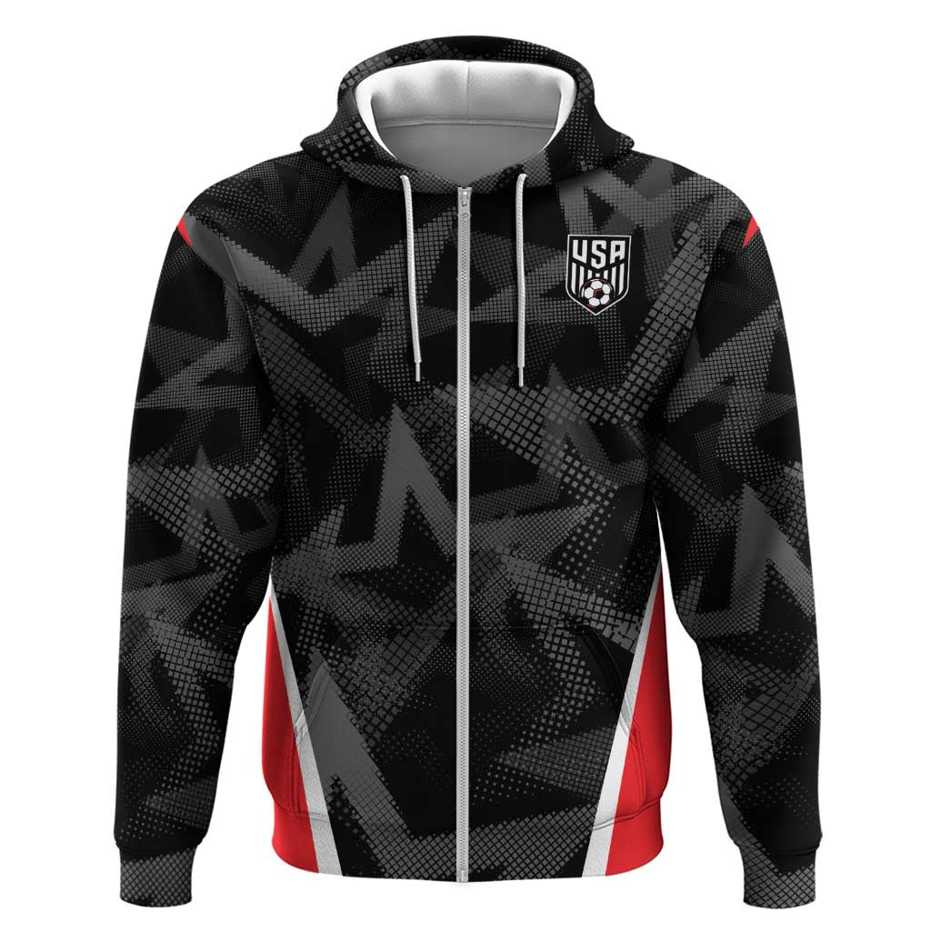 Custom Soccer 2026 USA Zip Hoodie Black Stars Version