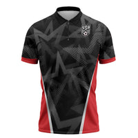 Custom Soccer 2026 USA Zipper Polo Shirt Black Stars Version