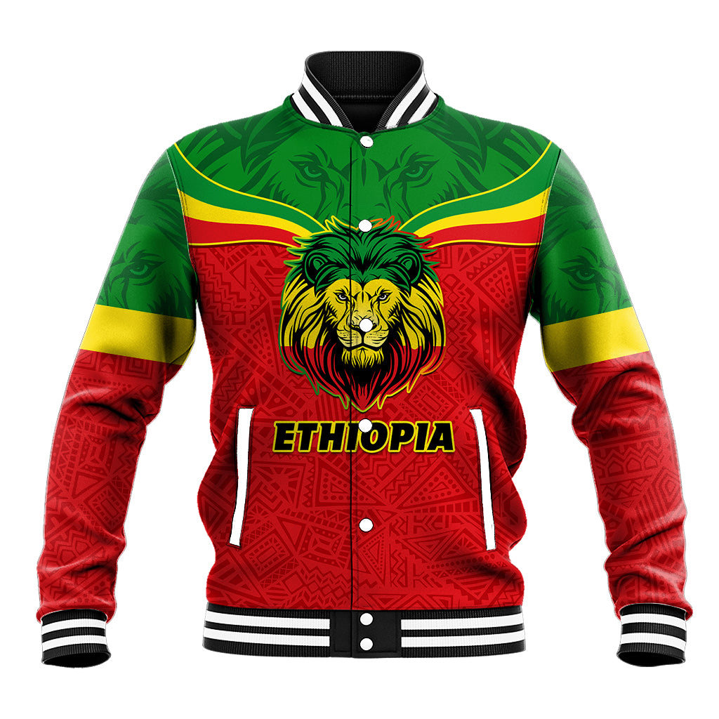 Personalised Ethiopia Baseball Jacket Lion Of Judah Flag Style Special Version - Wonder Print Shop