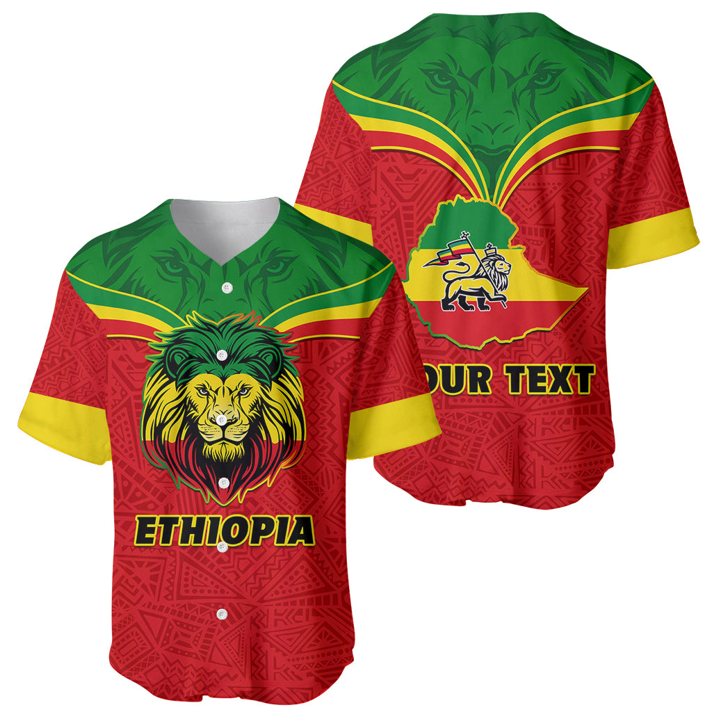 Personalised Ethiopia Baseball Jersey Lion Of Judah Flag Style Special Version - Wonder Print Shop