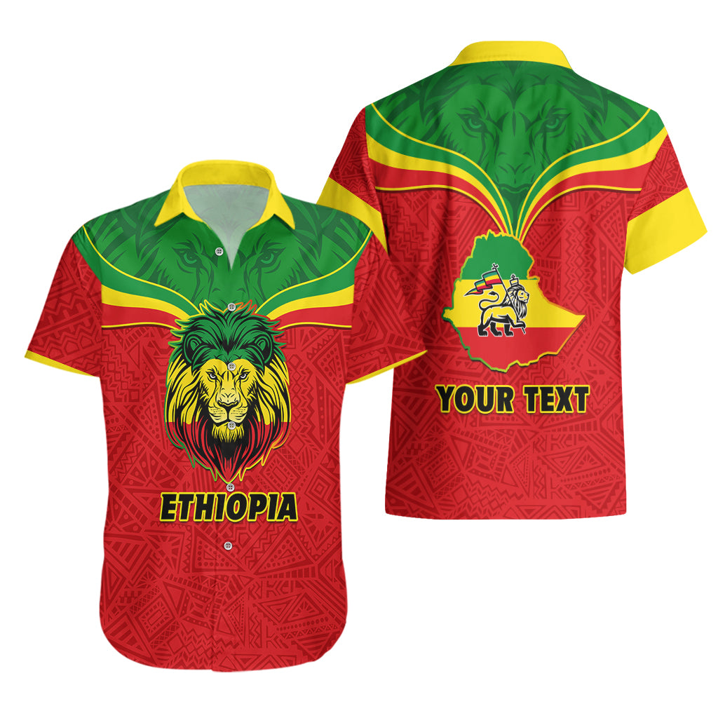Personalised Ethiopia Hawaiian Shirt Lion Of Judah Flag Style Special Version - Wonder Print Shop