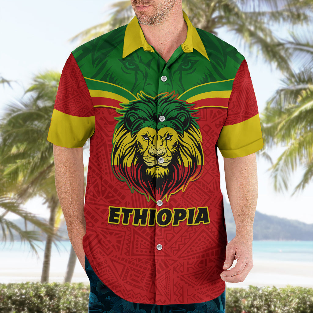 Personalised Ethiopia Hawaiian Shirt Lion Of Judah Flag Style Special Version - Wonder Print Shop