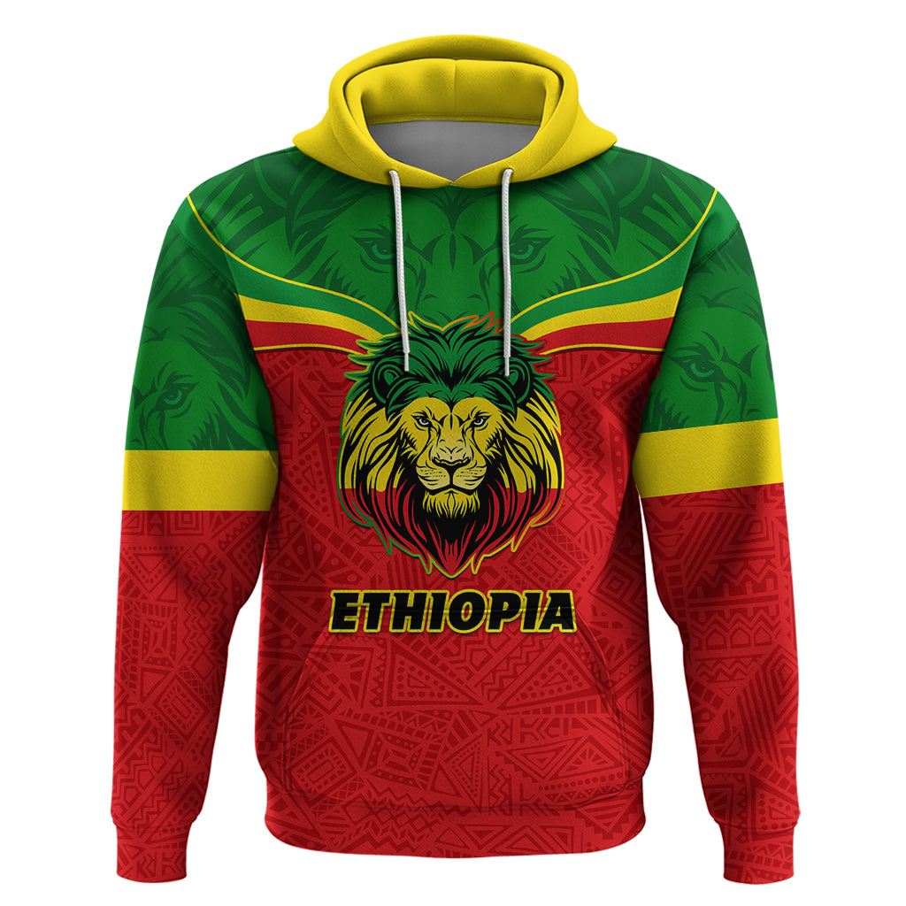 Personalised Ethiopia Hoodie Lion Of Judah Flag Style Special Version - Wonder Print Shop