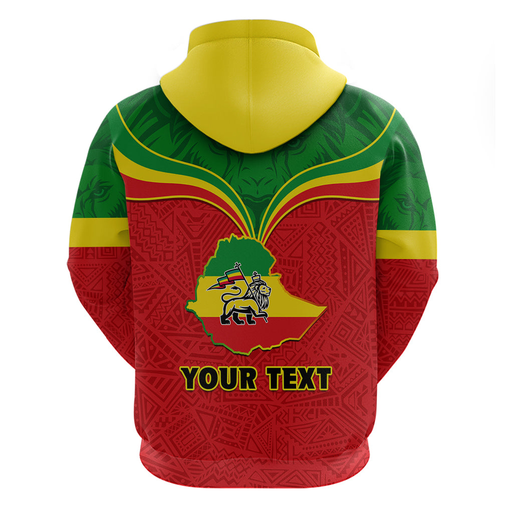 Personalised Ethiopia Hoodie Lion Of Judah Flag Style Special Version - Wonder Print Shop