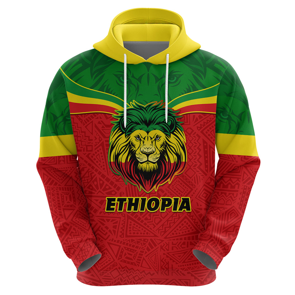 Personalised Ethiopia Hoodie Lion Of Judah Flag Style Special Version - Wonder Print Shop