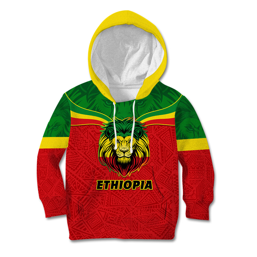 Personalised Ethiopia Kid Hoodie Lion Of Judah Flag Style Special Version - Wonder Print Shop