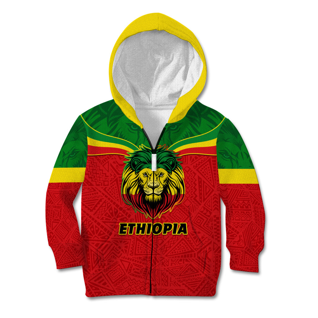 Personalised Ethiopia Kid Hoodie Lion Of Judah Flag Style Special Version - Wonder Print Shop
