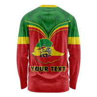 Personalised Ethiopia Long Sleeve Shirt Lion Of Judah Flag Style Special Version LT01