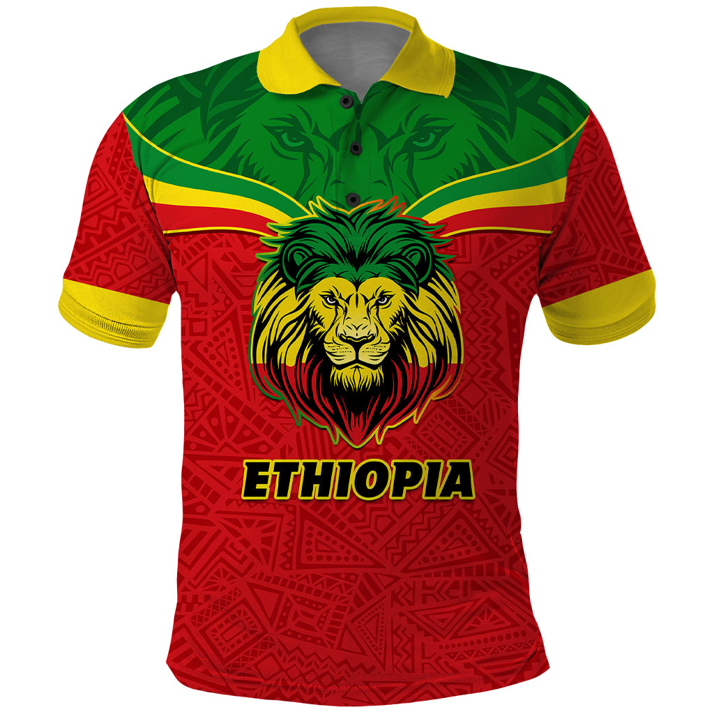 Personalised Ethiopia Polo Shirt Lion Of Judah Flag Style Special Version - Wonder Print Shop