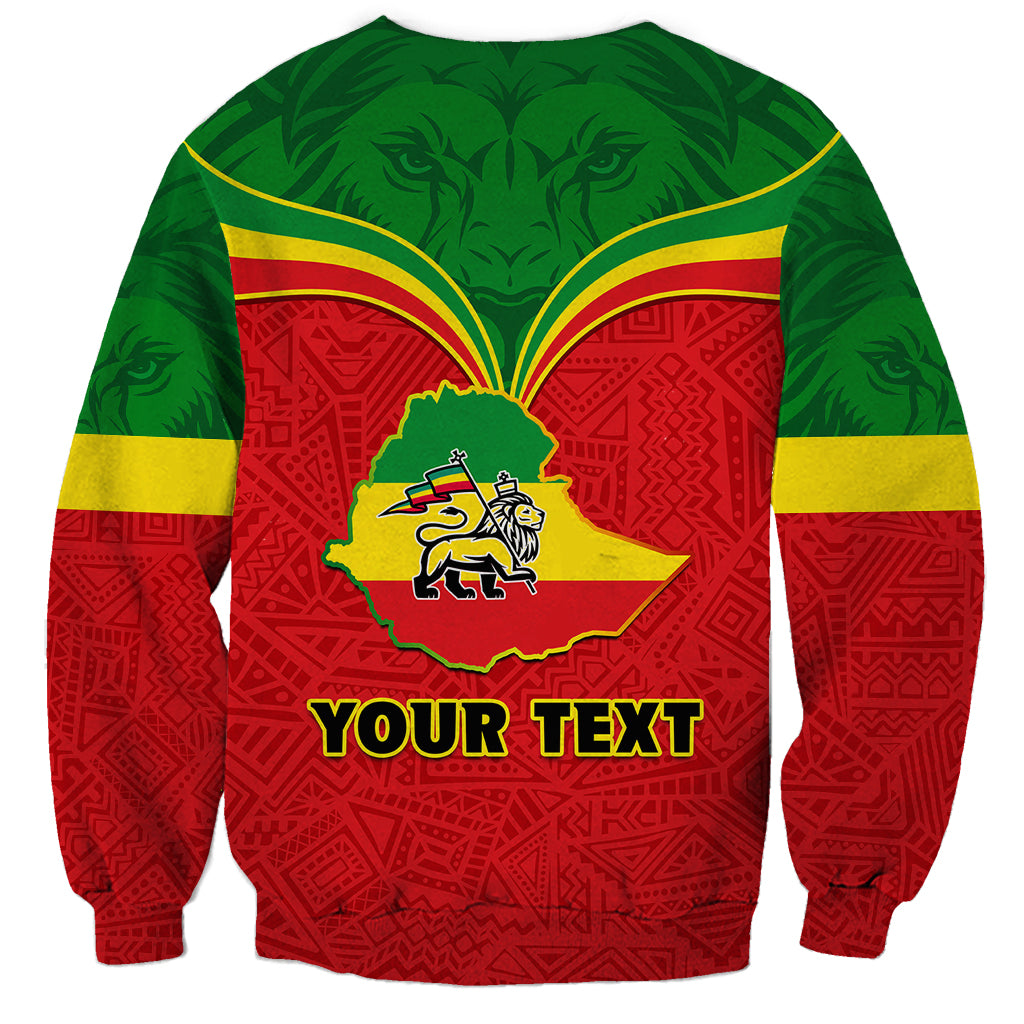 Personalised Ethiopia Sweatshirt Lion Of Judah Flag Style Special Version - Wonder Print Shop