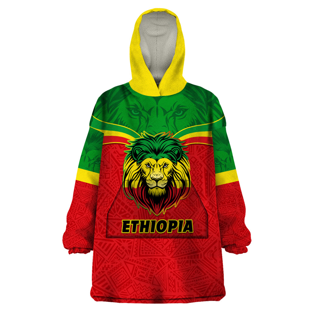 Personalised Ethiopia Wearable Blanket Hoodie Lion Of Judah Flag Style Special Version - Wonder Print Shop