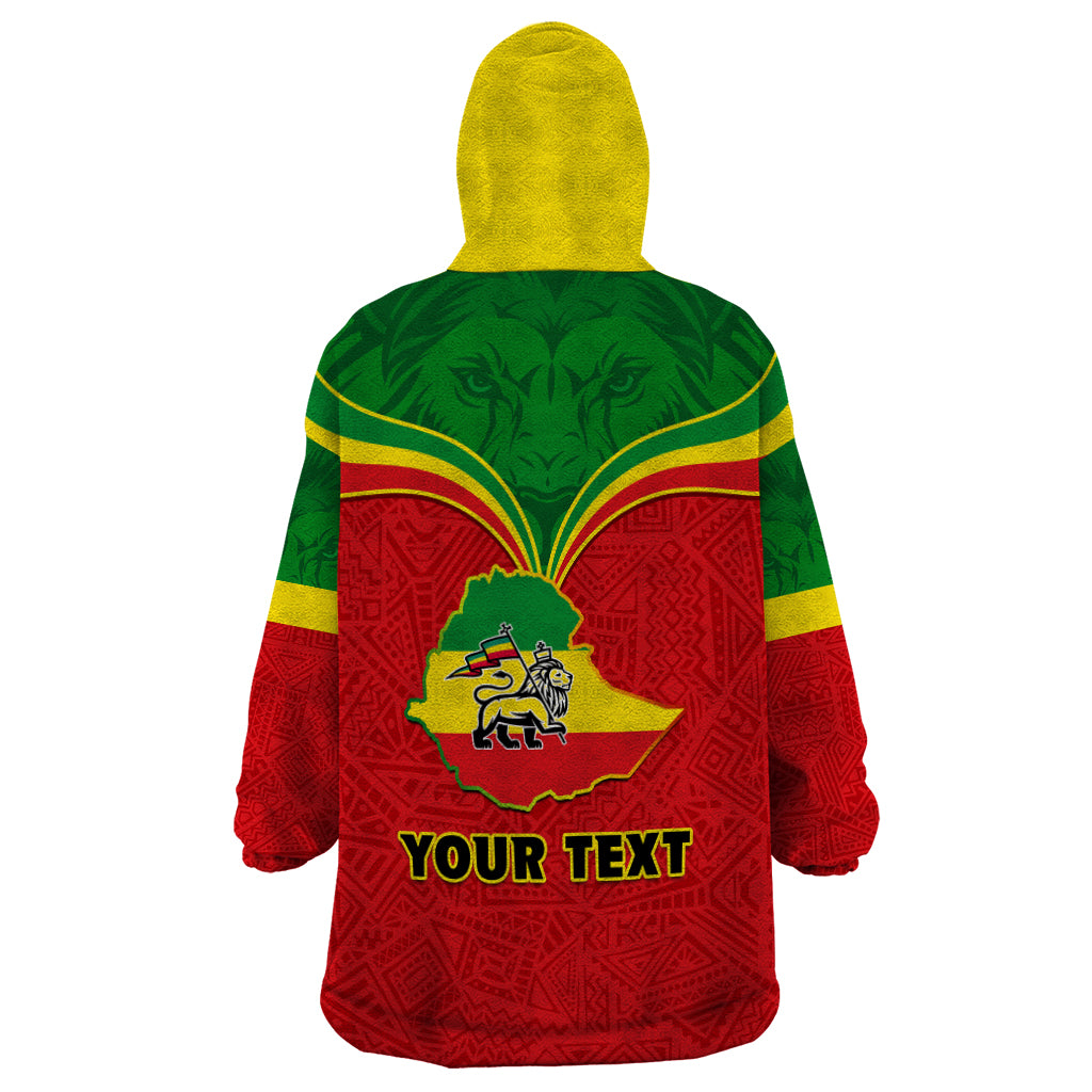 Personalised Ethiopia Wearable Blanket Hoodie Lion Of Judah Flag Style Special Version - Wonder Print Shop