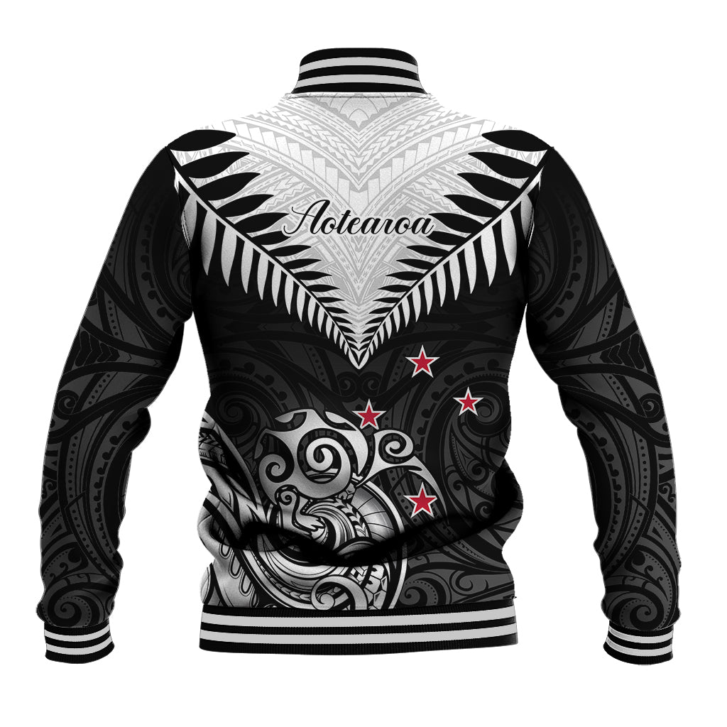 New Zealand Baseball Jacket Aotearoa Maori Kiwi Black Fern - Wonder Print Shop