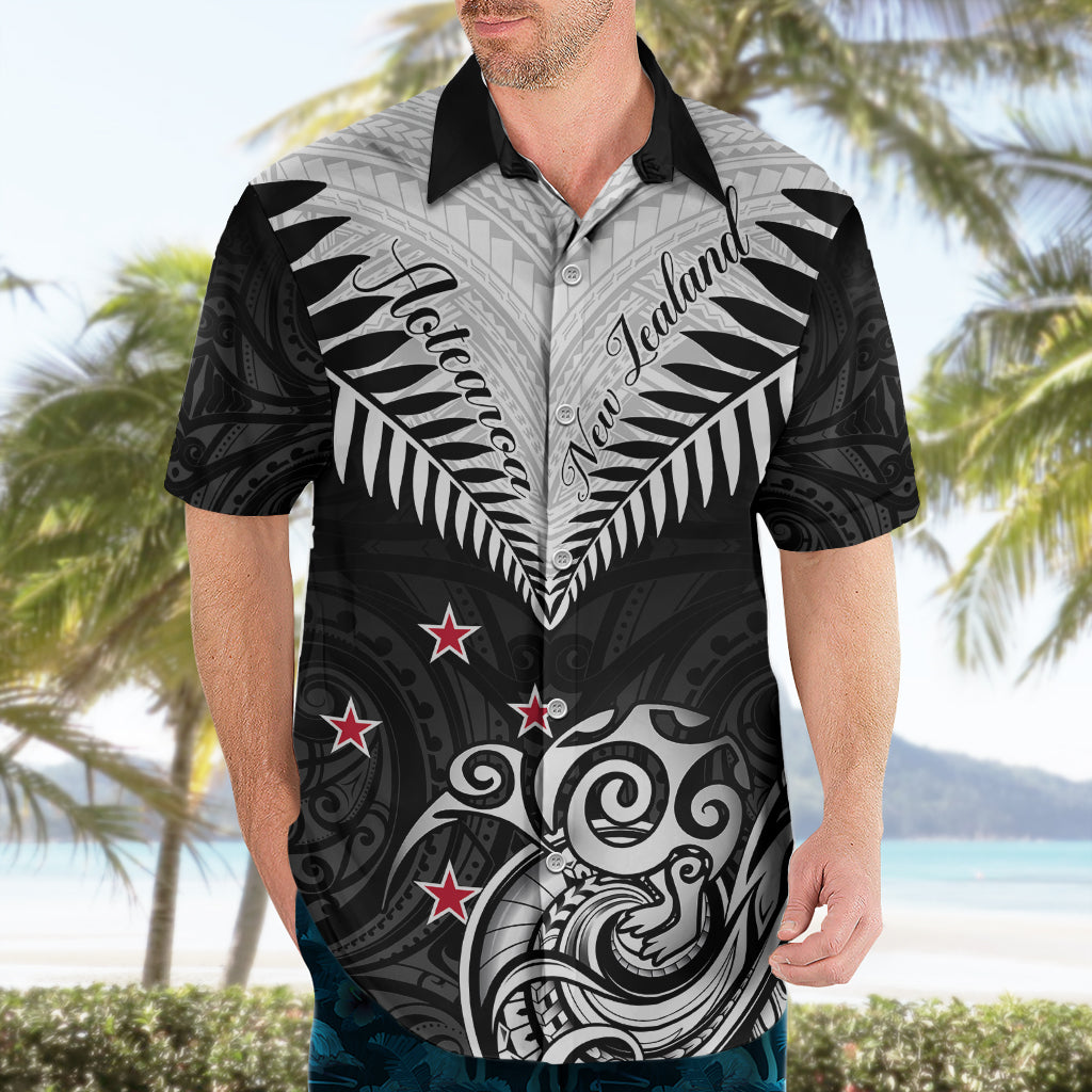 New Zealand Hawaiian Shirt Aotearoa Maori Kiwi Black Fern - Wonder Print Shop