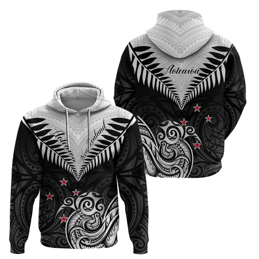 New Zealand Hoodie Aotearoa Maori Kiwi Black Fern - Wonder Print Shop