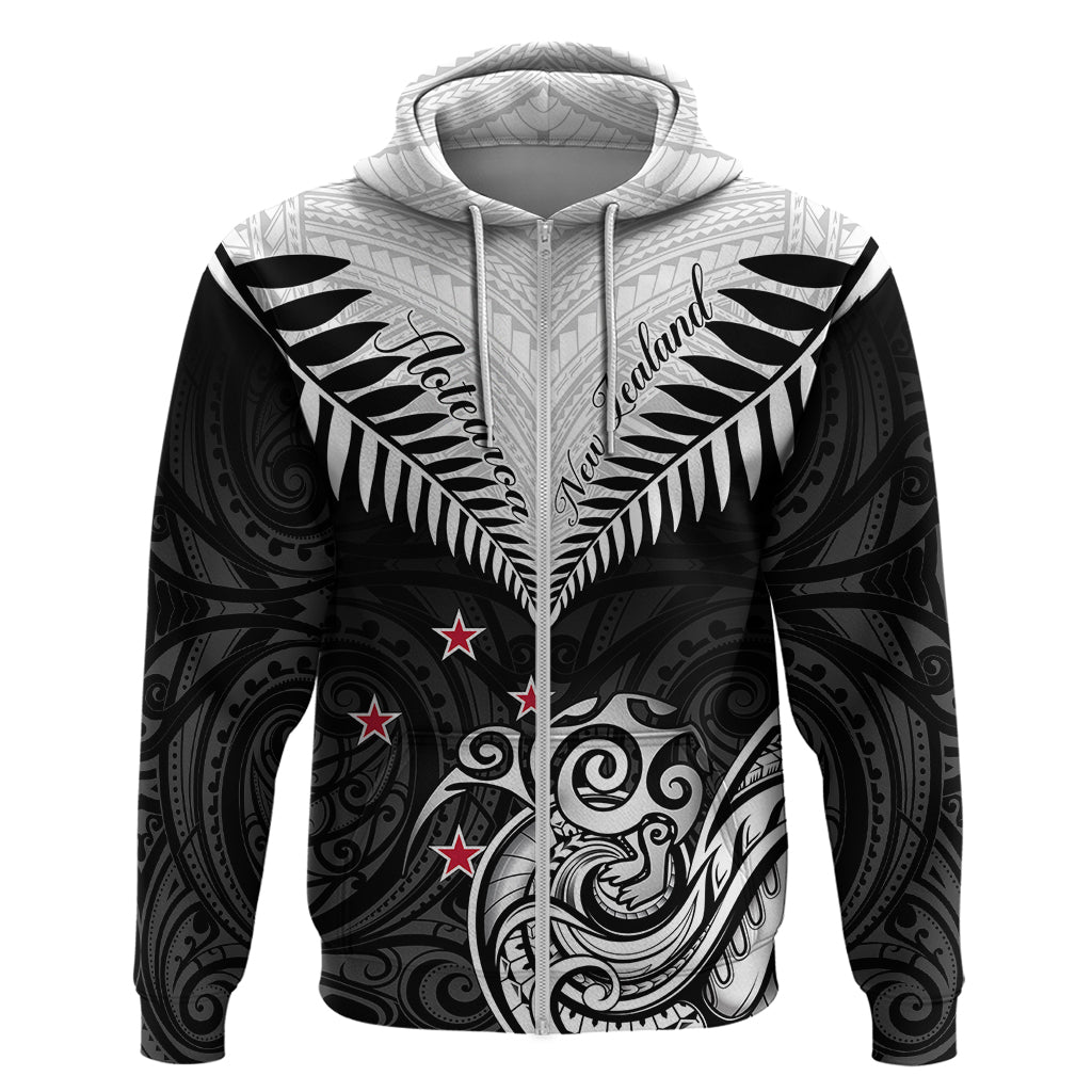 New Zealand Hoodie Aotearoa Maori Kiwi Black Fern - Wonder Print Shop