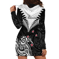 New Zealand Hoodie Dress Aotearoa Maori Kiwi Black Fern - Wonder Print Shop