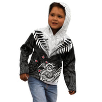 New Zealand Kid Hoodie Aotearoa Maori Kiwi Black Fern - Wonder Print Shop