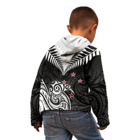 New Zealand Kid Hoodie Aotearoa Maori Kiwi Black Fern - Wonder Print Shop