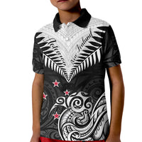 New Zealand Kid Polo Shirt Aotearoa Maori Kiwi Black Fern - Wonder Print Shop