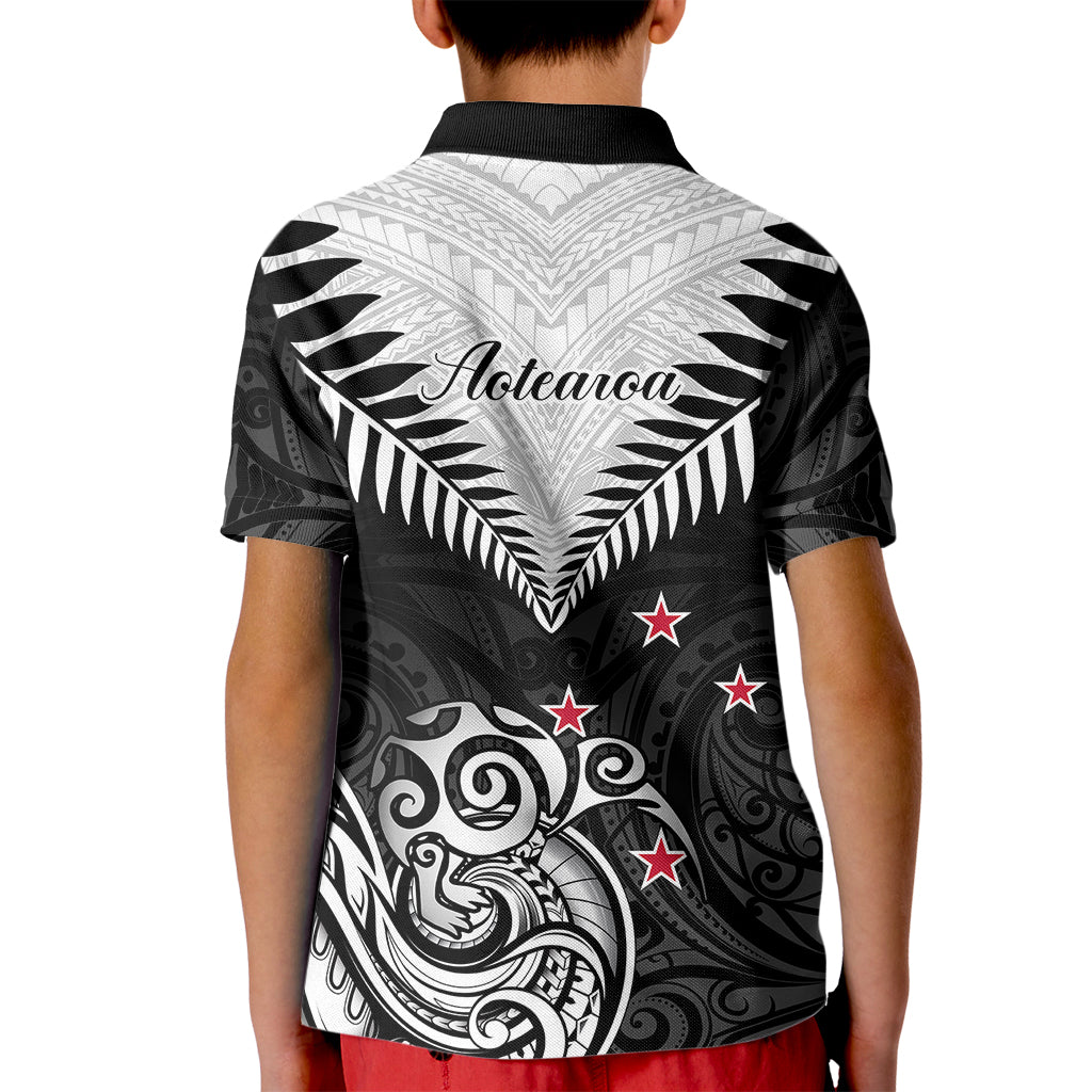New Zealand Kid Polo Shirt Aotearoa Maori Kiwi Black Fern - Wonder Print Shop