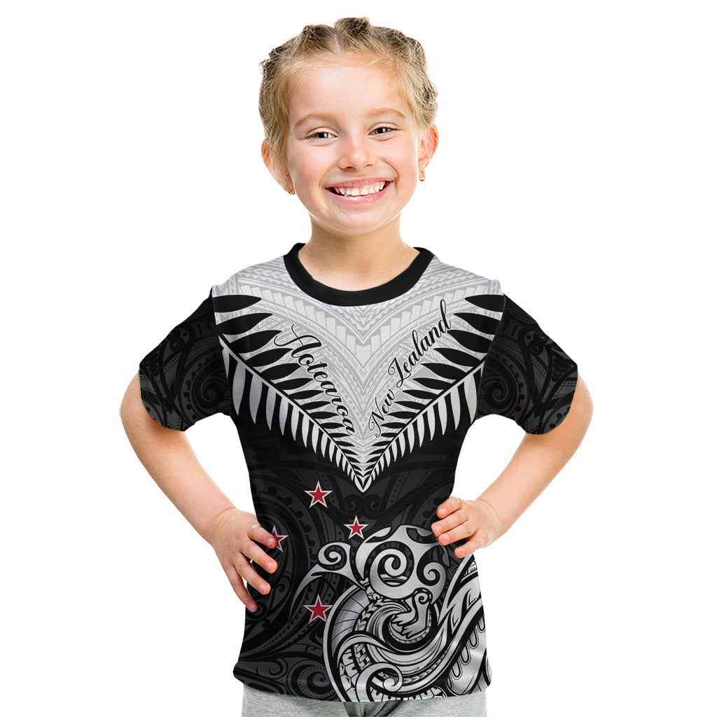 New Zealand Kid T Shirt Aotearoa Maori Kiwi Black Fern - Wonder Print Shop