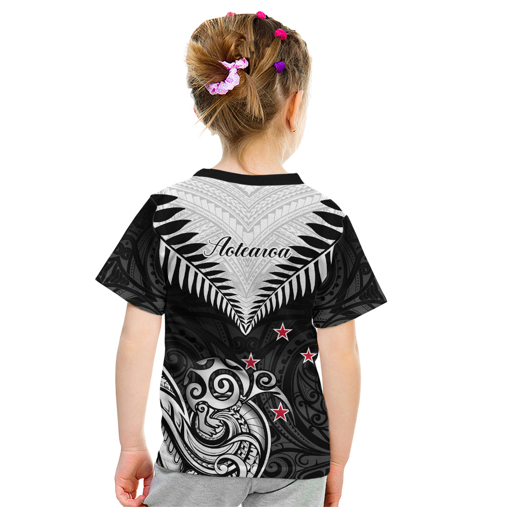 New Zealand Kid T Shirt Aotearoa Maori Kiwi Black Fern - Wonder Print Shop