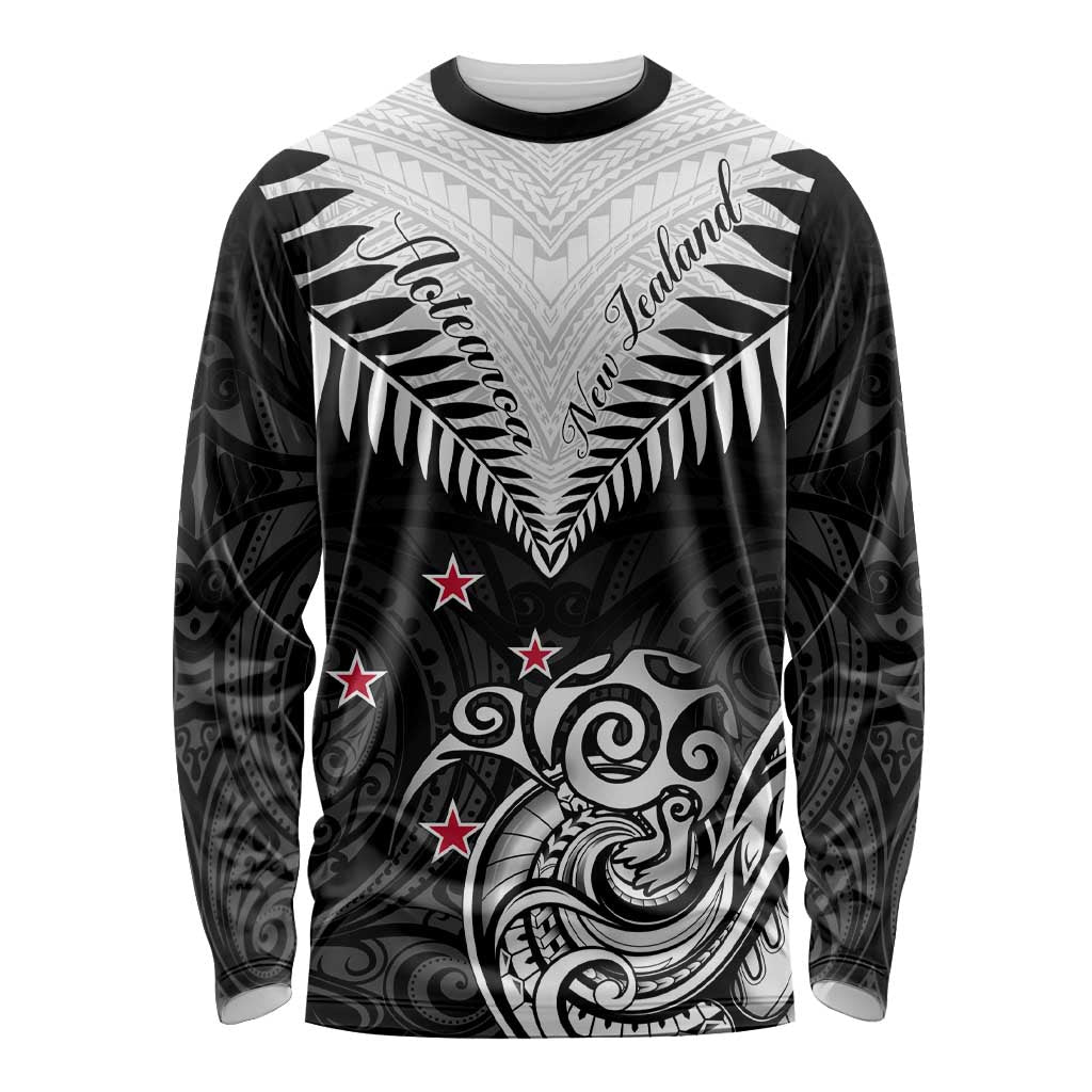 New Zealand Long Sleeve Shirt Aotearoa Maori Kiwi Black Fern LT01