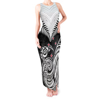 New Zealand Tank Maxi Dress Aotearoa Maori Kiwi Black Fern - Wonder Print Shop