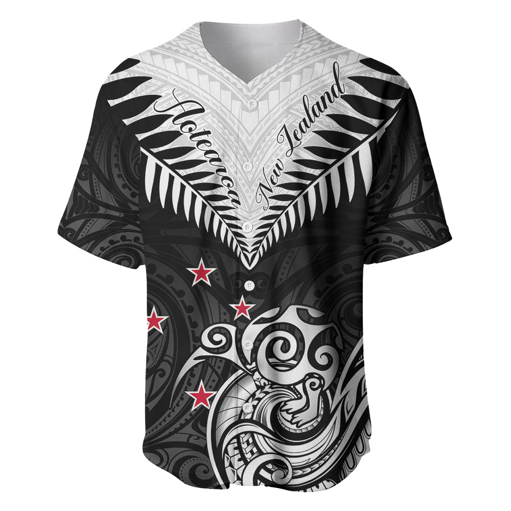 Personalised New Zealand Baseball Jersey Aotearoa Maori Kiwi Black Fern - Wonder Print Shop