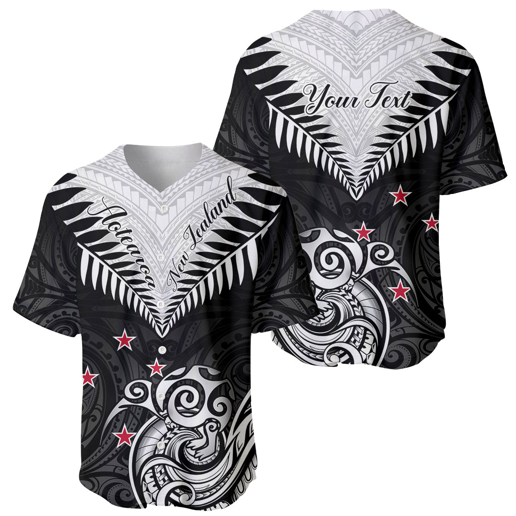 Personalised New Zealand Baseball Jersey Aotearoa Maori Kiwi Black Fern - Wonder Print Shop